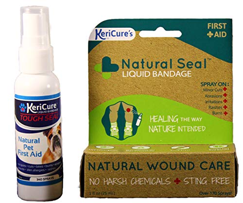 Natural Seal and Tough Seal Spray on Liquid Bandage Products for People and Pets Combo Pack, 2 Pack, One for you and one for your pet, Combine and Save, Sting Free Spray on Bandage, No Harsh Chemicals