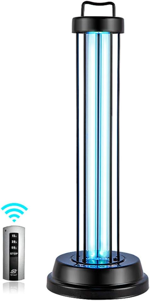 Professional 36W UV Germicidal Lamp UVC Light with Ozone, Innovative 2 Band Ultraviolet 185nm + 254nm+ Ozone Kill 99.9% Mite Germ, with Timer Remote Control for Home,Office,Pets Room,Black