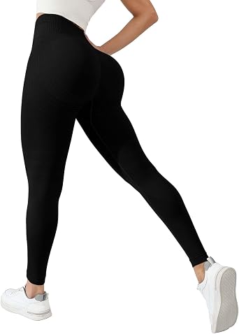 SHAOBGE High Waisted Seamless Leggings for Women - No Front Seam Tummy Control Yoga Pants for Workout Running No See Through