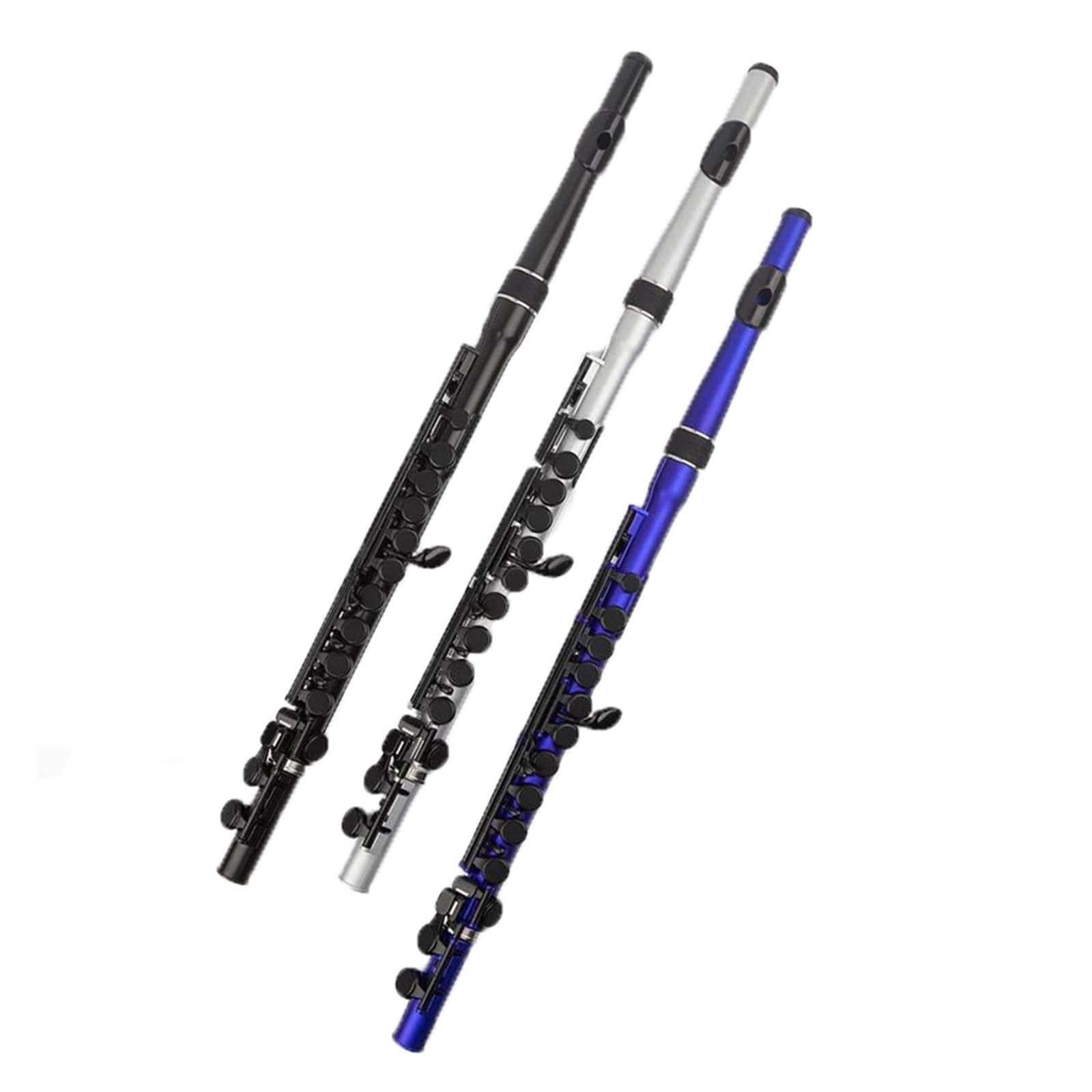 flet prosty Flet dla początkujących Plastikowy flet dla początkujących Przenośne instrumenty dęte drewniane (Color : Silver)
