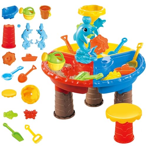 Mesa De Agua For Niños Pequeños, 1 Juego, Mesa De Arena Colorida con Un Lindo Delfín, Mesa Sensorial De ABS, Mesa De Agua Y Arena Interactiva For El Desarrollo Entre Padres E Hijos, For Playa Al Aire