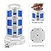 Power Strip Tower MAOZUA 3000W 13A 16AWG Surge Protector Electric Charging Station,10 Outlets 4 USB Ports with 9.8ft Cord Wire Multi-Faceted Safety Sockets for Home Office Dorm Room.