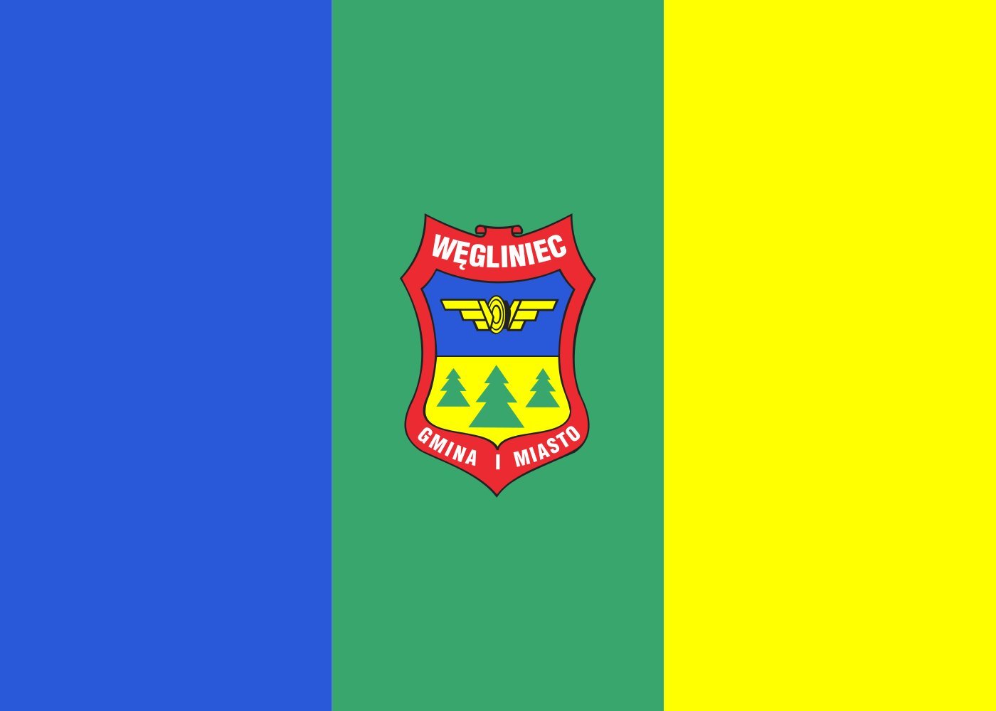 Drapeau Węgliniec Pologne pavillon de ville grand format polyester