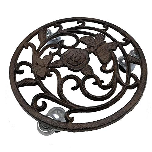 Comfy Hour 2" Cast Iron Rustic Style Collection Butterfly Flower Garden Plant Stand For Flower Pot Holder, Spring In Garden Collection #TOP1