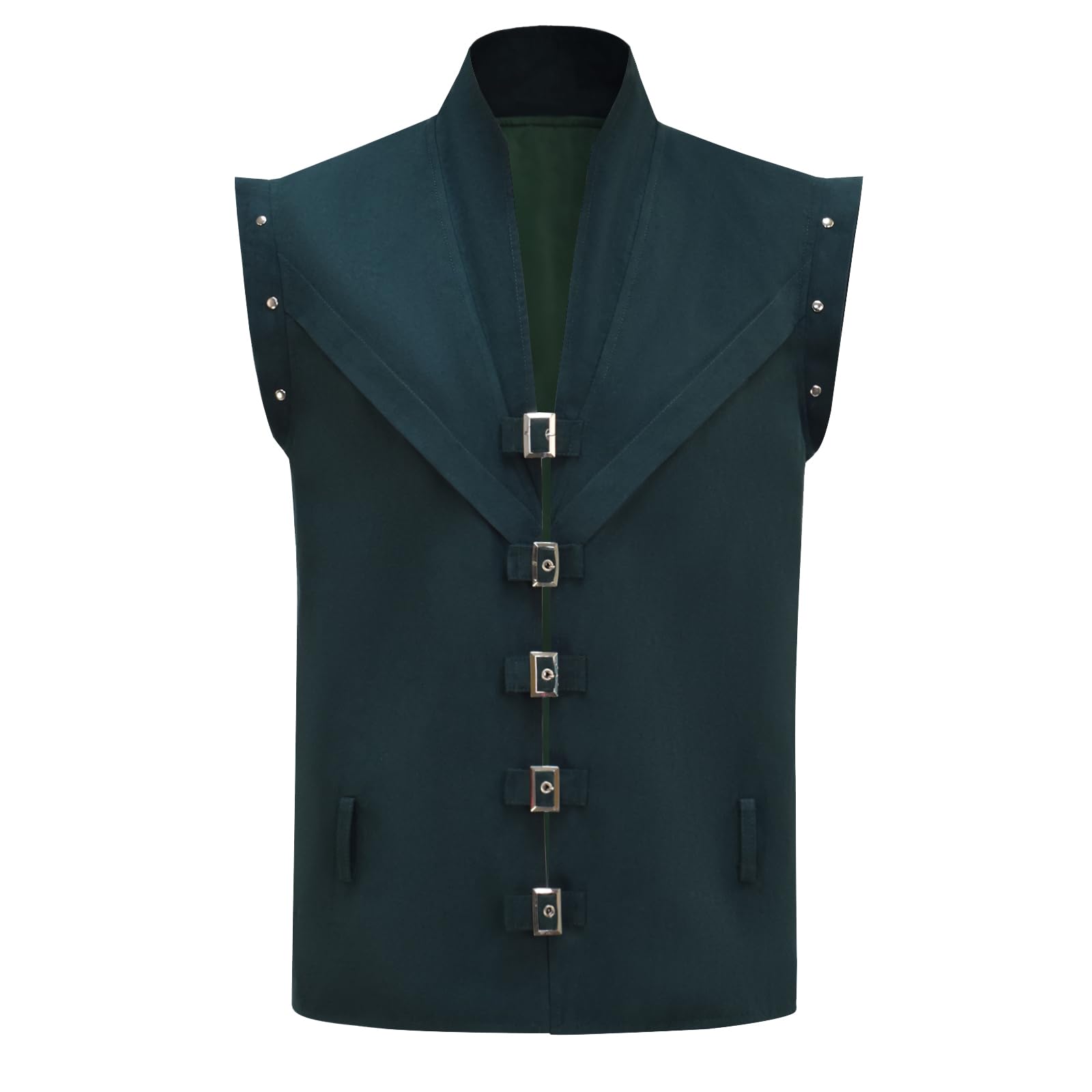 Wandamaga Renaissance Prince Vest Men Adult - 8 Colors Medieval Prince Costume Vest for Halloween Party, Deep Green, XXL