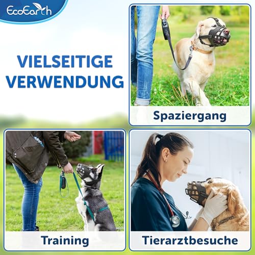 EcoEarth Hundemaulkorb - Langlebiger Korbmaulkorb für große Hunde - Extra groß, schwarz - Verstellbarer und atmungsaktiver Mundschutz zum Verhindern von Beißen und Bellen
