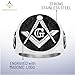 MasonicMan Mens Masonic Square and Compass Triple Sided Stainless Steel Ring in Gift Pouch Size 13