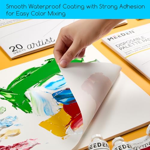 Image of MEEDEN Artist Palette Paper Pad: 9''x12'', 50 Sheets (80lb /120gsm) Paint Palette Paper - Disposable Paint Mixing Paper for Acrylic Watercolor Oil Painting