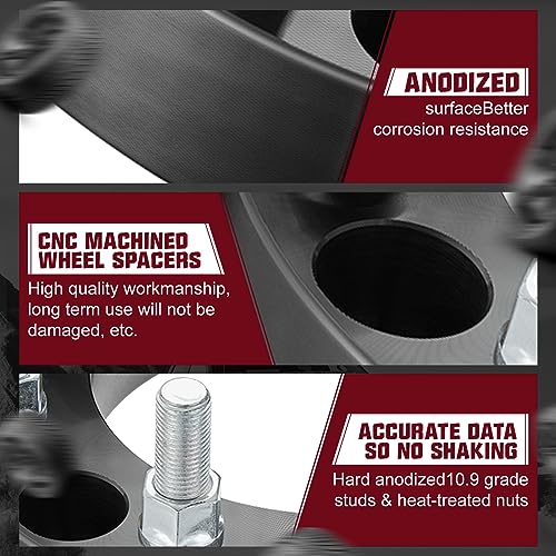 Image of BDFHYK 8x7 Wheel Spacers Thickness 1.5 inch (38mm) Compatible with Chevy 2011-2023 Silverado 2500 3500 HD Compatible with GMC Sierra 2500 3500 HD, 8x180 mm M14x1.5 & 125mm Hub Bore, Set of 4 No Lip