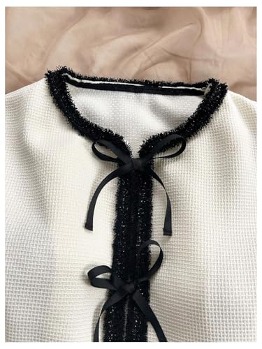 MakeMeChic Women's Contrast Binding Long Sleeve Jacket Tie Front Double Pocket Coat Outerwear4