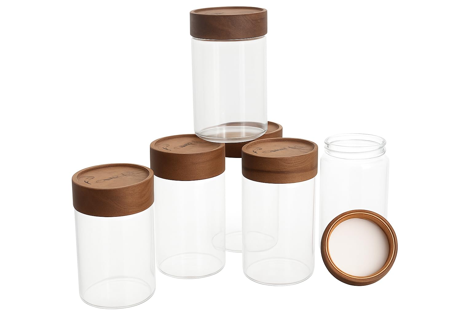 Générique PENSIVE Pot à Épices en Verre et Bois d'Acacia, 6 Pièces 100ml Bocaux à Épices avec Couvercle en Acacia Hermétique, Boite Epices pour Rangement de Épices Cuisine