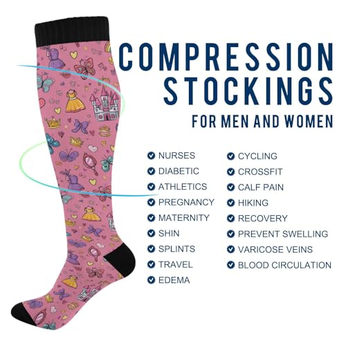 Image of Wusikd Pirate Skulls Compression Socks for Women and Men Circulation Cute Long Socks for Athletic Running 1
