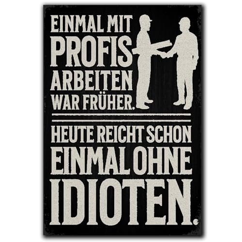 LANOLU Fridge Magnets Funny - Work with Professionals - Gift for Craftsmen Funny Magnets with Sayings and Funny Motifs 8 x 5.5 cm