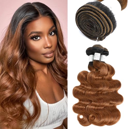 Two-Tone Ombre Honey Brown #T1B/30 Bundles Human Hair Body Wave 20 22...