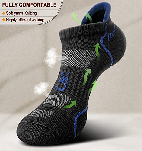 Kemisant Mens Running Socks 6 Pairs, Athletic Ankle Socks For Men Full Cushioned Sole,Arch Support #TOP1