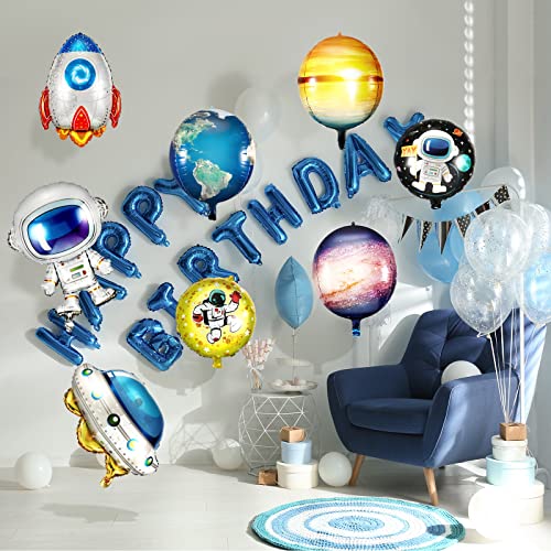 8 Pieces Planet Balloons Astronaut Space Balloons Inflatable Planets Astronaut Rocket Ship Earth Balloons Outer Space Party Supplies For Kids Birthday Party Baby Shower #TOP3