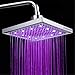 DELIPOP HN-11 LED Shower Head Temperature 3 Color Changing 8 inch Square ABS Chrome Finish 12 Leds For the Bathroom