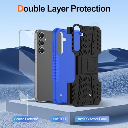 Pilaru for Samsung A55 5G Phone Case with 2 Screen Protectors, Military-Grade Shockproof & Anti-Slip, Dual-Layer Protection with Kickstand for Galaxy A55 5G,Blue - Image 6