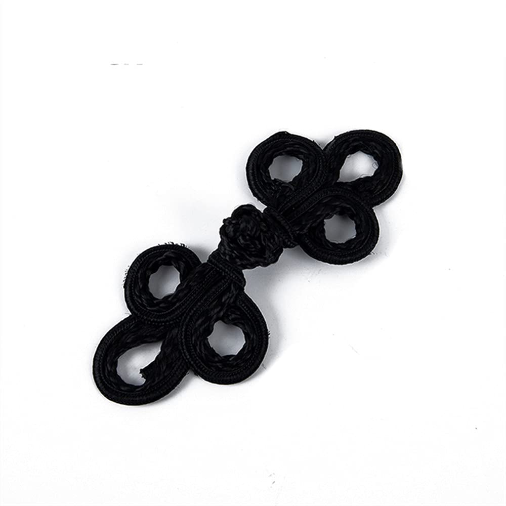 5 Pairs/Pack Chinese Knots Frog Buttons Closure Sewing Buttons Fastener for DIY Sewing (04 Black)