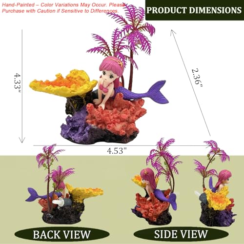 Image of Aquarium Decor Fish Tank Decorations Resin Coral Ornament, Small Mermaid Aquarium Accessories Hideout for Betta Shrimp Goldfish, Artificial Reef Fish Tank Accessories Decorations
