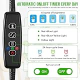 BIZOI Czterogłowicowa lampa LED do roślin o pełnym spektrum światła, z automatycznym timerem (ustawienia 3/9/12 godzin), 3 trybami świecenia i 10 poziomami jasności – do roślin domowych