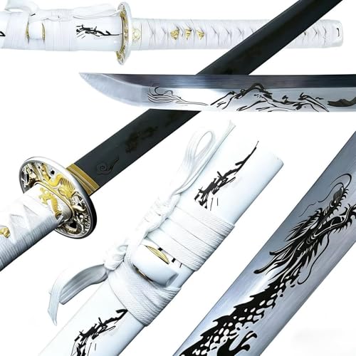 LEYLEY Katana Sword with Gift Box Real 1060 High Carbon Steel Full-Tang Hand Forged and Head Tempered Authentic Japanese Samurai Sword.