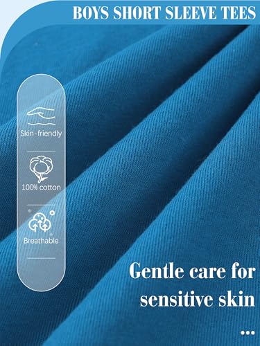 Poroka 4 Pack Toddler Boys Short Sleeve T-Shirts Crewneck Tee Shirts Cotton Cartoon Graphic Tops Tees Excavator Dinos Animal3