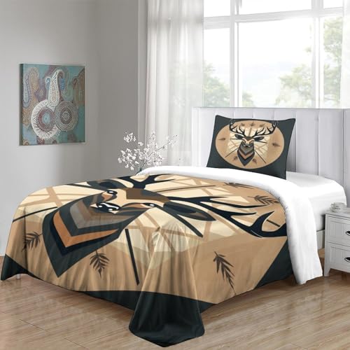 Housse de couette cerf 3D avec fermeture à glissière pour un lit facile à border