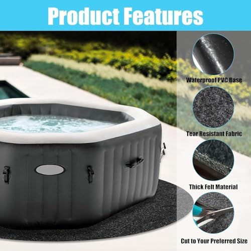 Ceblish Poolunterlage Rund 366, Vorgeschnittene Pool Unterlage Outdoor, Poolmatten Schutzboden, rutschfeste, Reißfest, Nahtlos, Pool Bodenschutzmatte für Aufstellpools & Whirlpools (366)