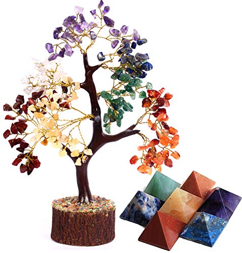 Fashionzaadi Bonsai Tree - 7 Chakra Tree - Chakra Tree Of Life - Chakra Gifts - Office Decor - Crystal Tree - Gem Tree - Seven Chakra Tree - Crystal Decoration - Housewarming Gifts - Spiritual #TOP14