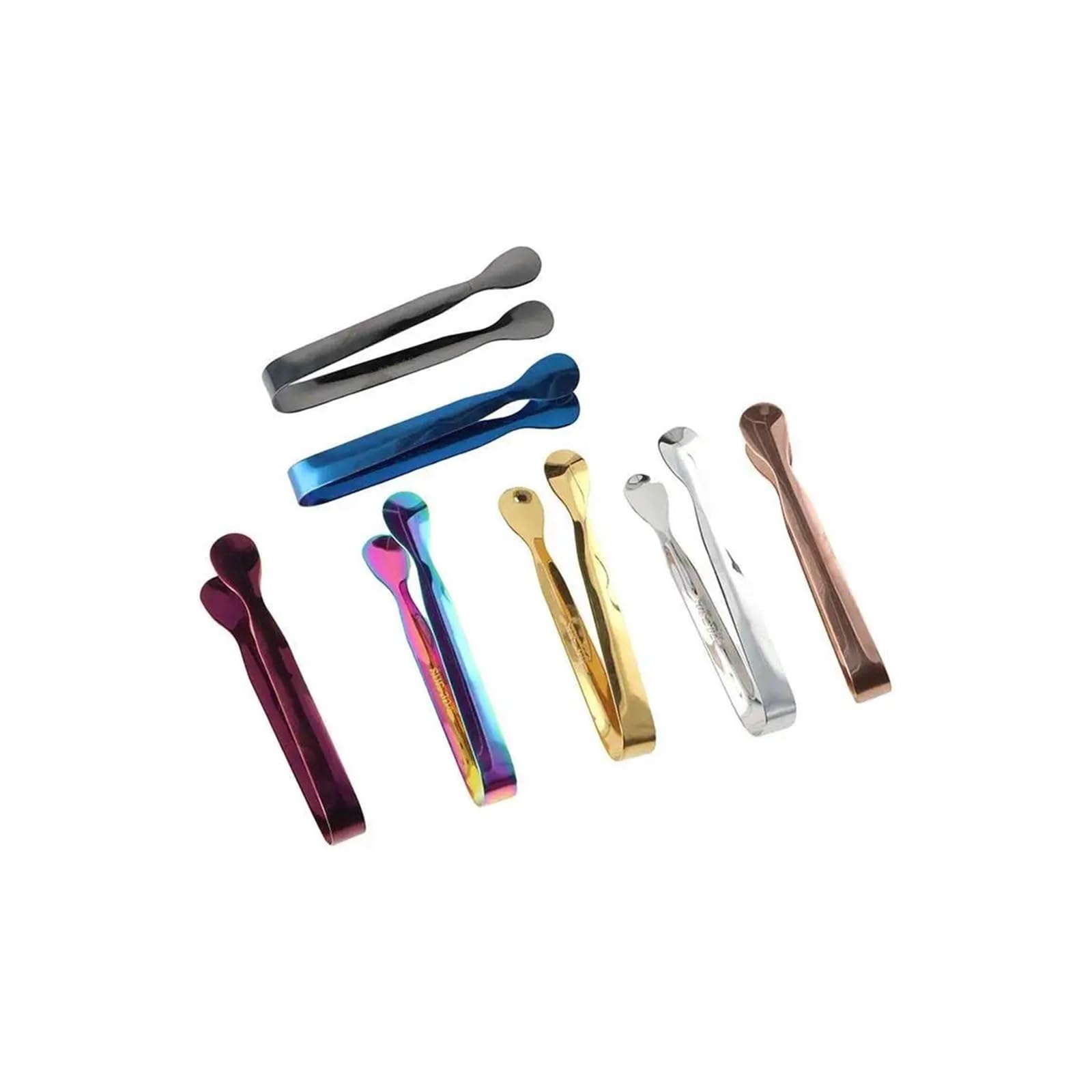 Lot de 8 mini pinces à glaçons en acier inoxydable pour pain, thé, dessert