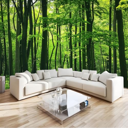 Papier peint forêt verte 200x140 : agrandissez votre salon facilement