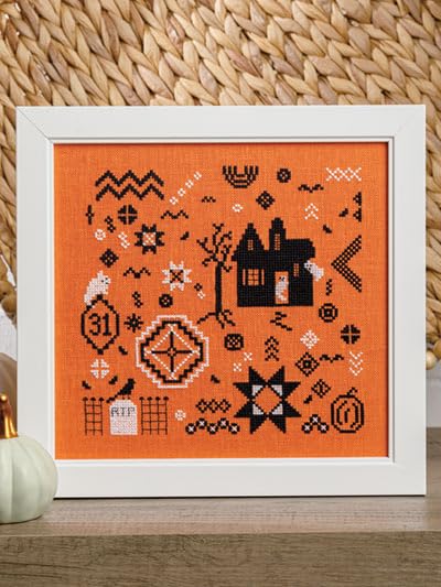 Image of VolcanoStitching Halloween 2023 Just Cross Stitch Magazine 14ct Aida | 2023 Just Cross Stitch Halloween Special Issue magazine bundled with hand-dyed 14-count Aida cross stitch fabric.