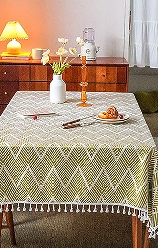 Nappe de table jaune jacquard vagues pour repas de jardin - 4