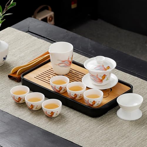 REOWONU Chinesisches Teeset Traditionelles Chinesisches Gongfu-Tee-Set für Erwachsene, Kung-Fu-Teeset mit 6 Tassen (JYMT Gaiwan6) – Ansicht 4