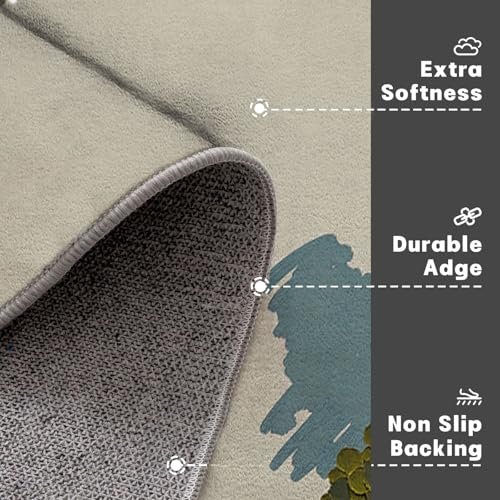 Tapis cuisine devant évier et entrée paillasson vert 60x90 lavable en machine - 5