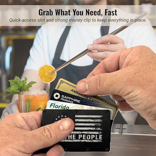 Engraved Metal Slim Wallet for Men RFID Blocking | Flag Customized Mens Minimalist Credit Card Holder Wallet with Money Clip | Custom Birthday Gift for Dad, Him, Veterans2