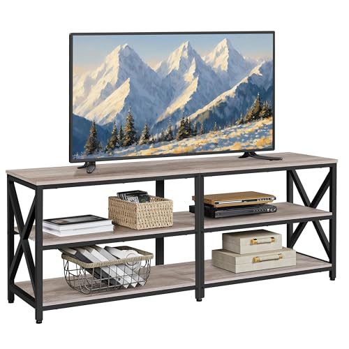 Yaheetech TV Stand for TVs up to 65 Inch, TV Unit with Open Storage Shelves, TV Cabinet for Living Room, Bedroom, Length 140 cm