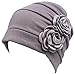 Produktbild WETOO Damen Blume Muslim Turban Chemo Krebs Cap Kopftuch Kopfbedeckung, 15-Grau-Polyester, Einheitsgröße