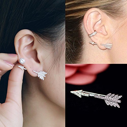 Creative 1PC Bow Arrow Crystal Ear Stud Women's Fashion Earrings Jewelry Gift
