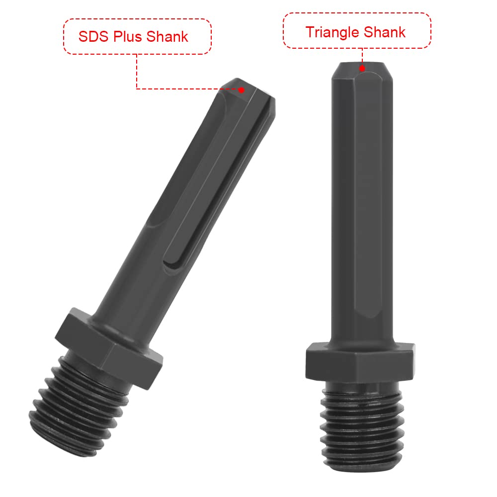NICAVKIT Pack of 2 Adaptors M14 Male Thread for Diamond Tile Drills SDS Plus and Triangular Shaft Adapter for Diamond Drill M14 Thread - Image 3