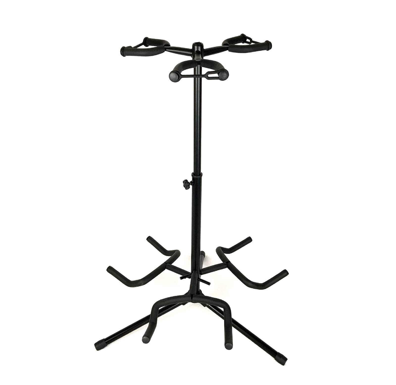 Folding Triple Guitar Stand Adjustable Triple Guitar Stand Holds Three Electric or Acoustic Guitars No Slip Rubber Padding for Stage Concert Studio Home