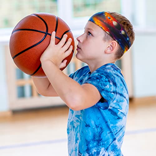 Image of Zhanmai 12 Pieces Boys Headbands 16 Inch Kids Sweatbands, Soft Athletic Sports Head Sweatband Headbands Wicking Elastic Hairband for Girls and Boys