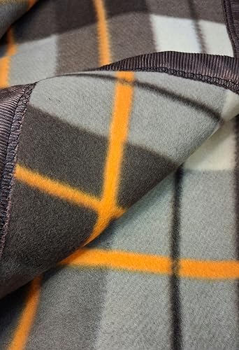 Image of CHANDRAVATI Modern Check Polar Fleece All Season Blanket with || Satan Border || 500 TC || Heavy Quality || (Brown, Single)