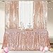 Poise3EHome Rose Gold Sequin Tablecloth 60×102 Inch Rectangle Sparkly Fabric Table Cloth for Birthday Wedding Party Christmas Holiday Baby Shower Decoration