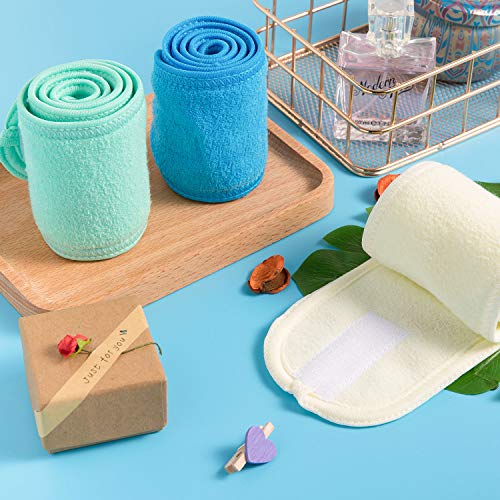 Image of Whaline Spa Facial Headband Make Up Wrap Head Terry Cloth Headband Adjustable Towel for Face Washing, Shower, 3 Pieces (Blue, Green, Yellow)
