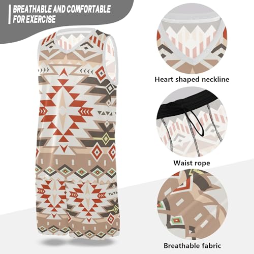 Tribal Pattern Red Brown Boys Summer Outfits Breathable Boys Bottoms Pants XS-XXL4