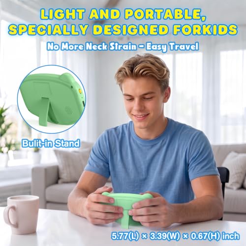 Image of Portable 16 Bit Handheld Game Console for Kids, Retro Gaming Console with 300 Classic Video Games, Handheld Plug & Play Player with 3.2'' IPS Screen, Rechargeable Travel Gift for Boys & Girls (Green)