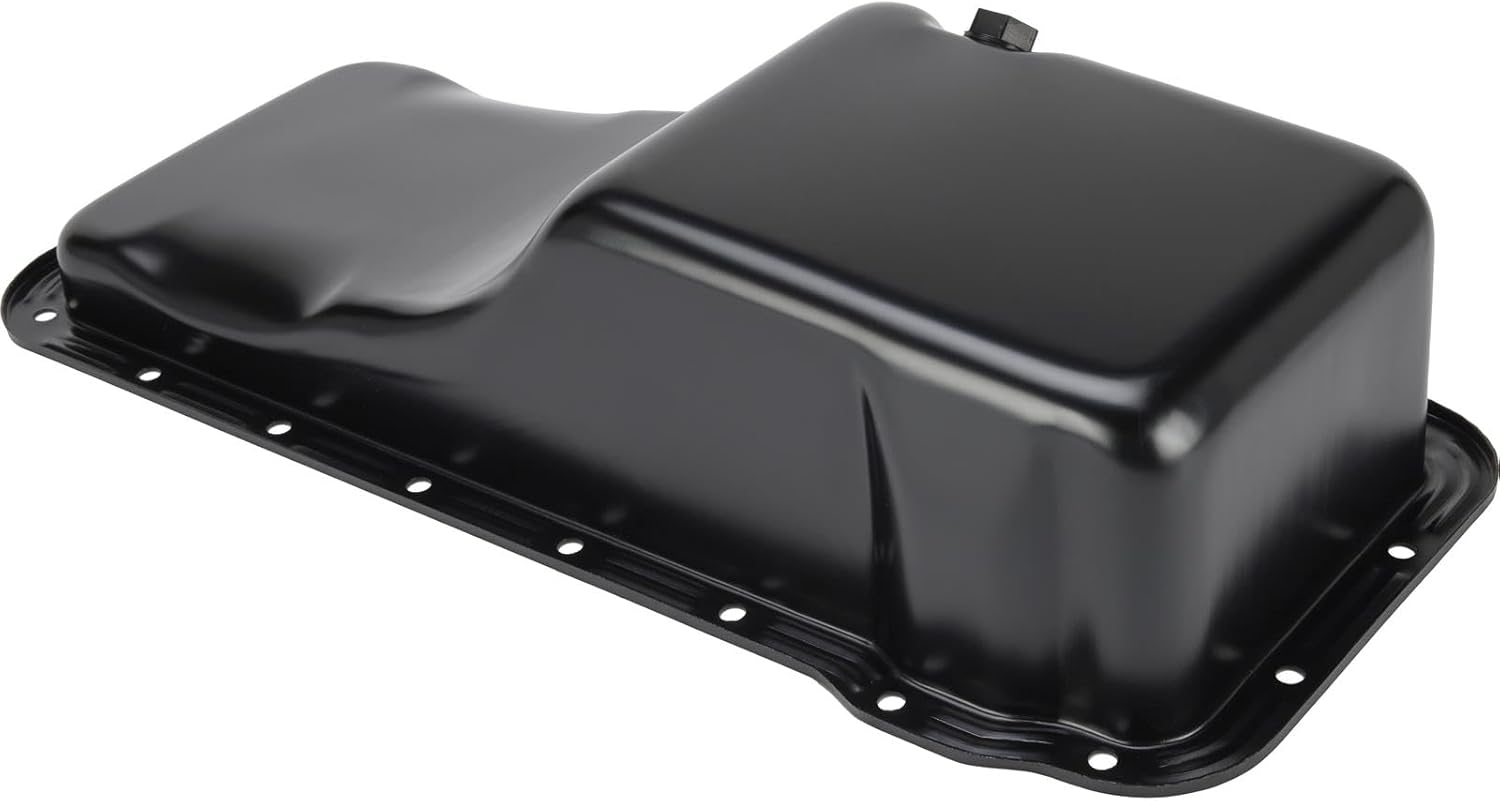 Speedway Motors Front Sump Oil Pan for 1958-1976 Ford FE 352 390 406 427 428 V8 Engines, Stock Capacity 5.75-Inch Sump Depth, Heavy Steel Construction with Black Finish