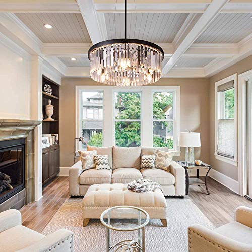 Wellmet Crystal Chandelier for Foyer Dining Room, 6 Lights Modern Crystal Pendant Light, Vintage Ceiling Lighting Fixture for Kitchen Island, Living Room, Bedroom, Hallway, W-21.65” - Cosy Home Interiors Wellmet Crystal Chandelier for Foyer Dining Room, 6 Lights Modern Crystal Pendant Light, Vintage Ceiling Lighting Fixture for Kitchen Island, Living Room, Bedroom, Hallway, W-21.65” - Image 3